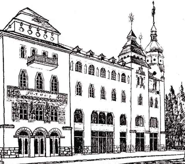 Проєкт фасаду будинку Хрінникова, виконаний Петром Фетисовим до 1910 року